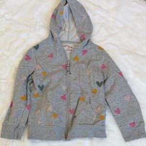 Cat & Jack Gray Hoodie with Multicolor Hearts